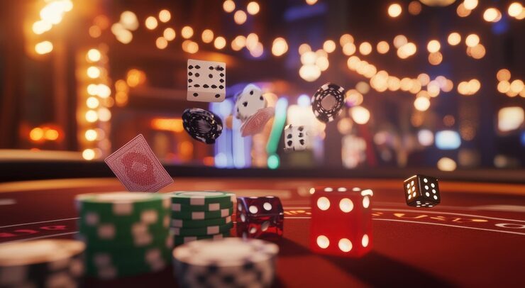 Live dealer in multi-camera Caribbean Stud Poker studio